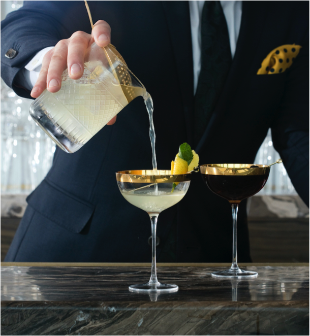 Rainbow Room Bartender making a mocktail
