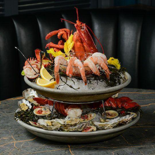 Shrimp and oysters from Pebble Bar at Rockefeller Center