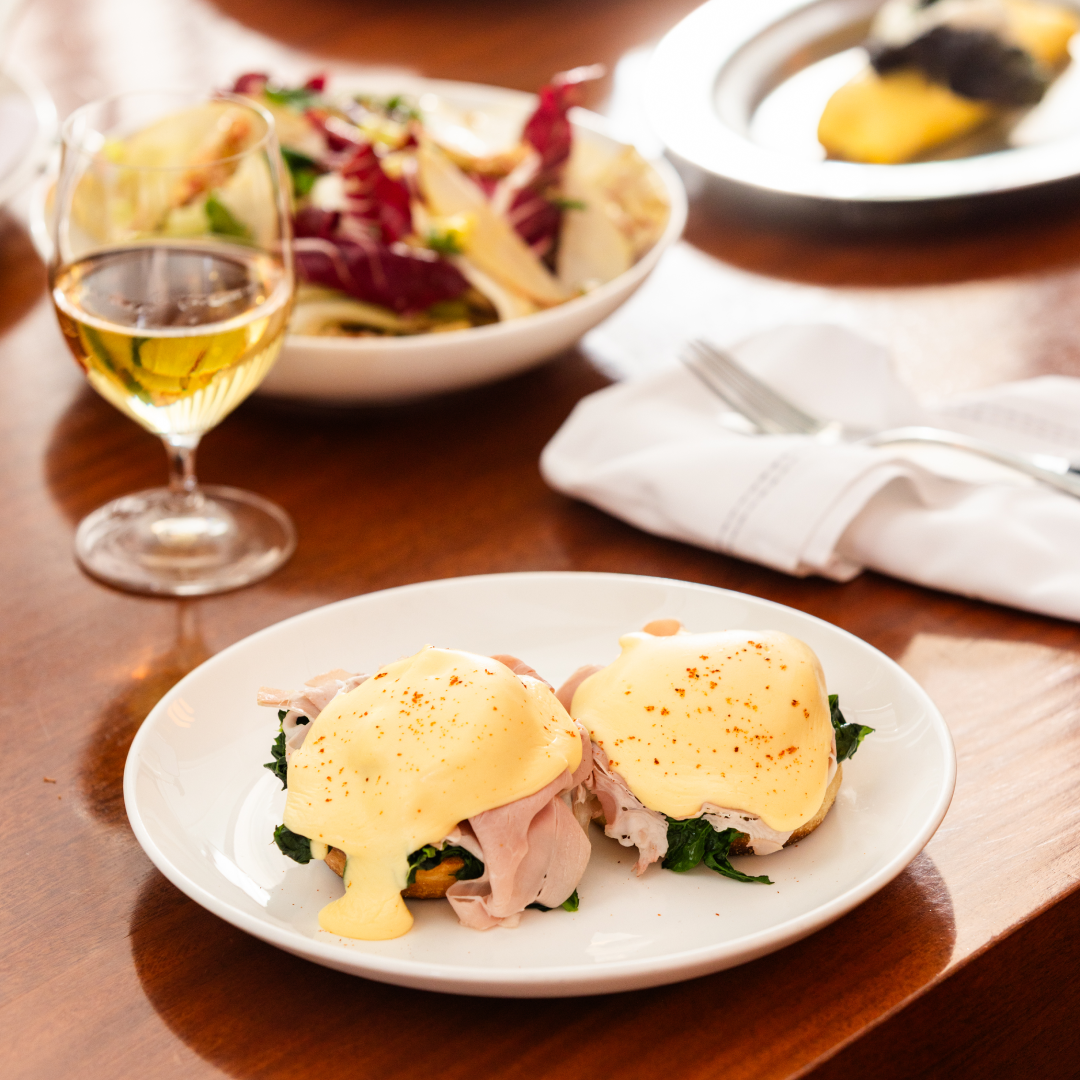 A plate of Eggs Benedict from Le Rock at Rockefeller Center