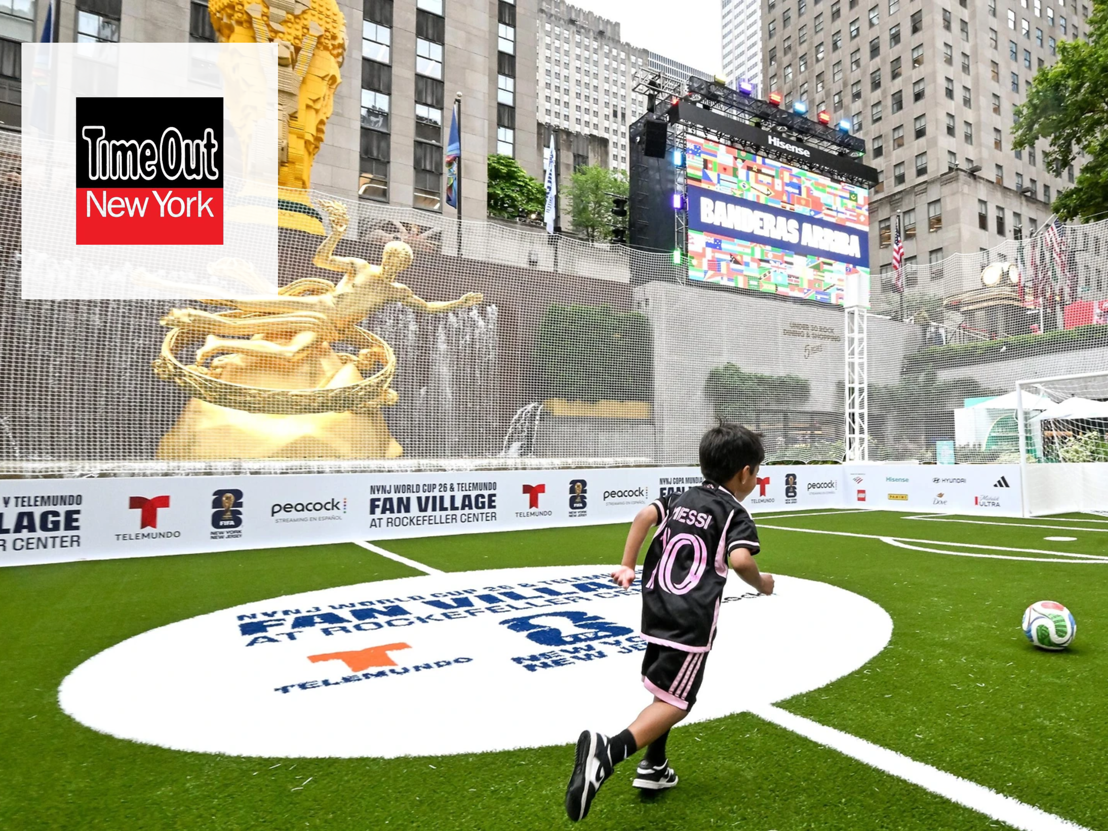 Rockefeller Center celebrates the opening of the official NYNJ World Cup 26 & Telemundo Fan Village.