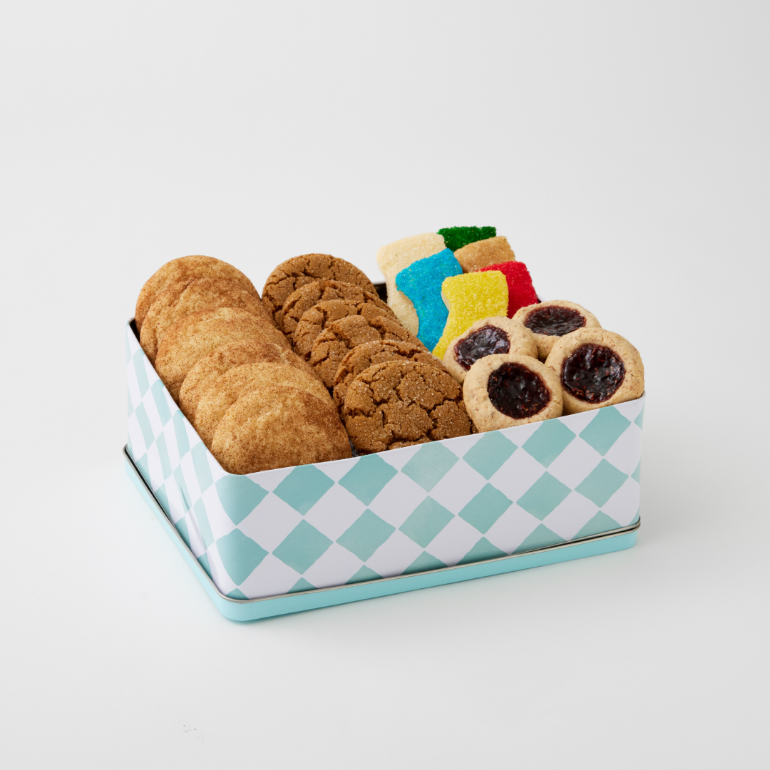 A holiday cookie sampler tin from Magnolia Bakery at Rockefeller Center