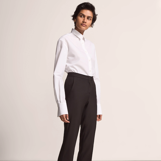 Model wearing the Classic Trouser in Black from Another Tomorrow