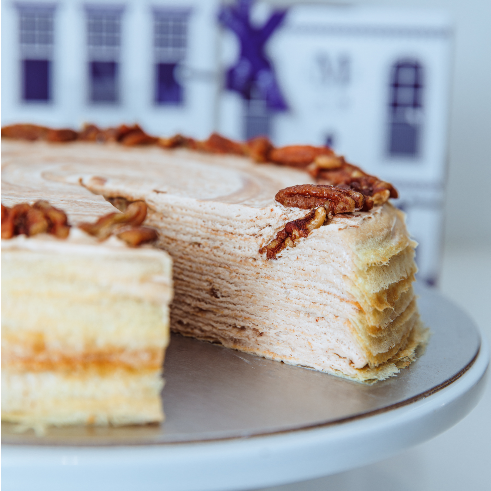 A mille crepe cake from Lady M at Rockefeller Center