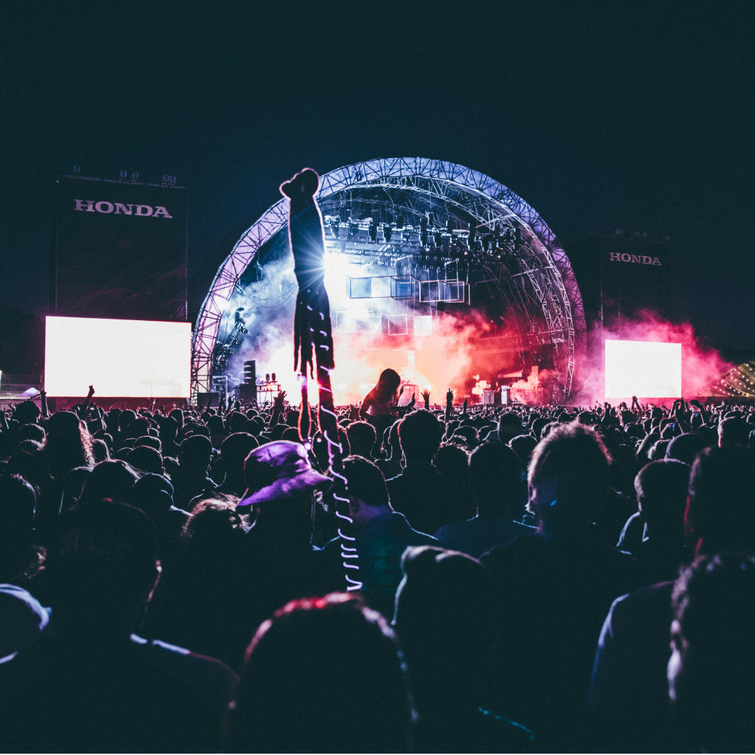 A large crowd of people enjoying a concert at GovBall in NYC