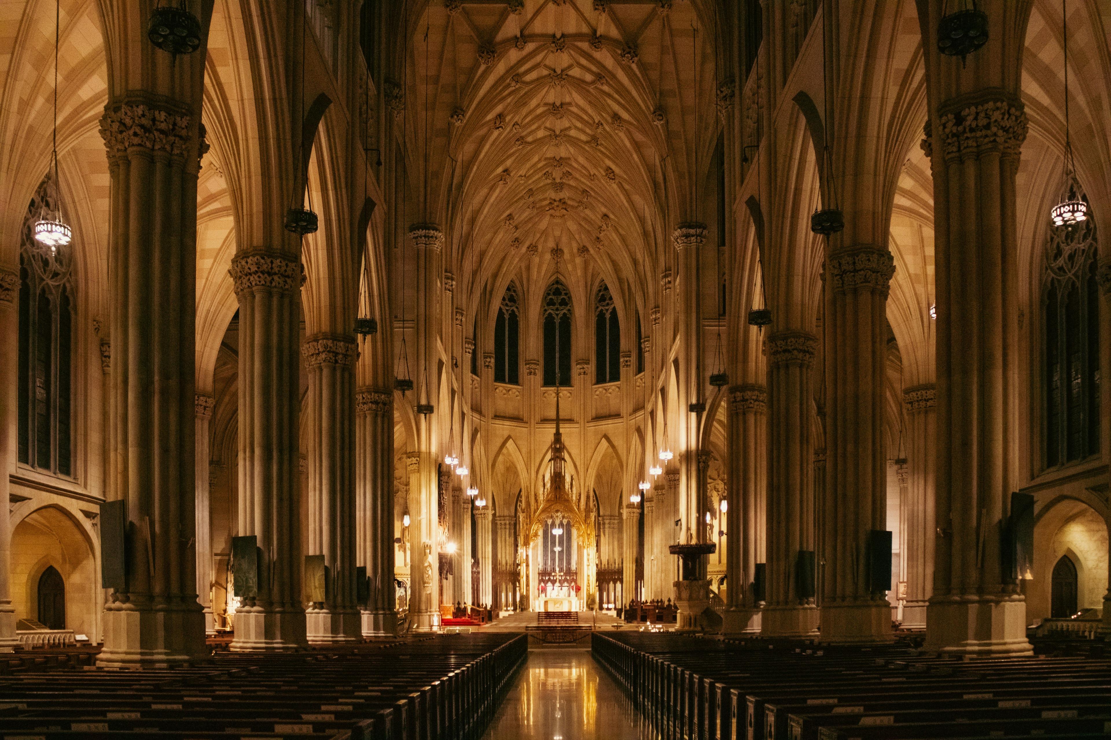 Interior view of St Patrick's Cathedral in Manhattan