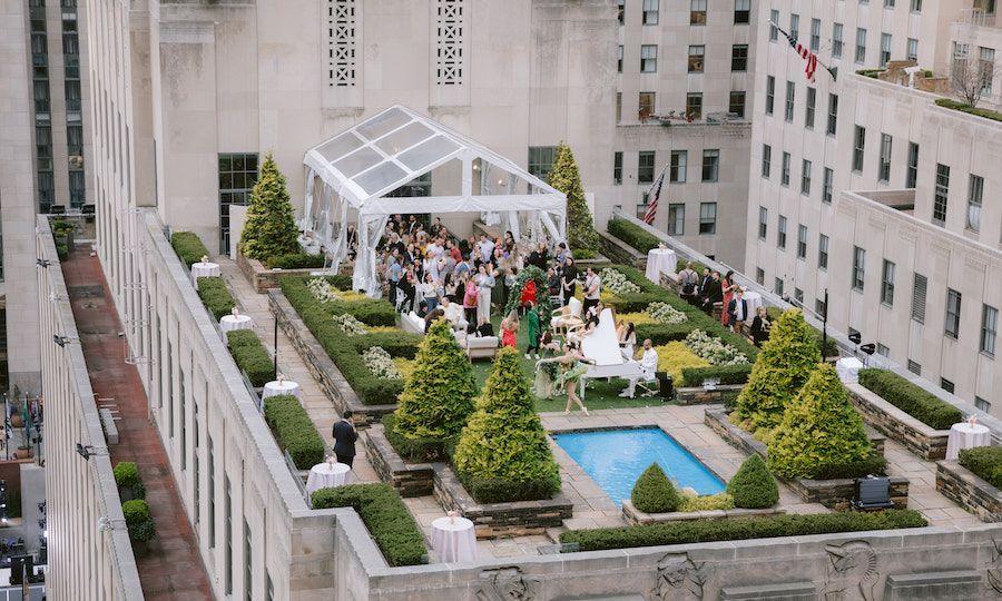 Beautiful outdoor event with tent setup