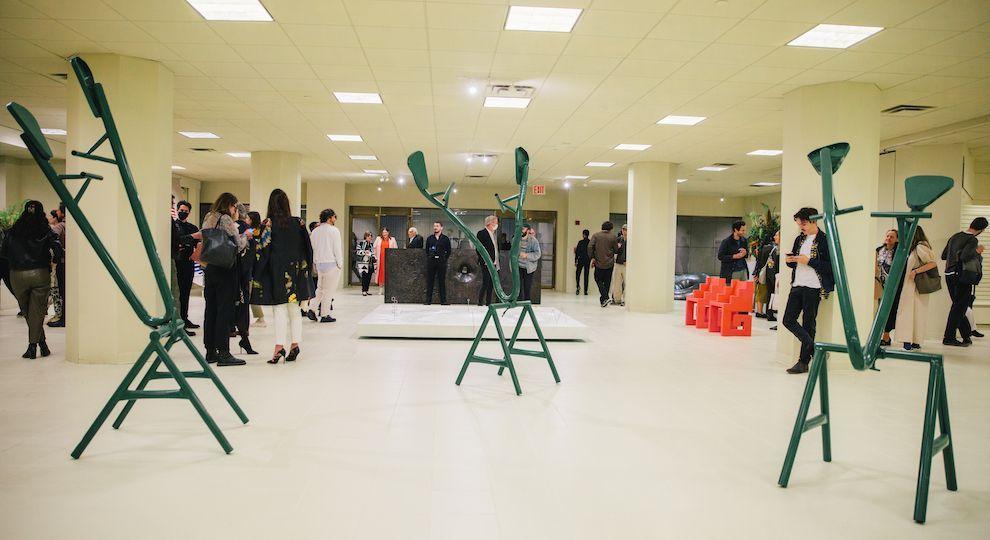 Green conceptual seesaws featured in MASA's exhibition at Rockefeller Center