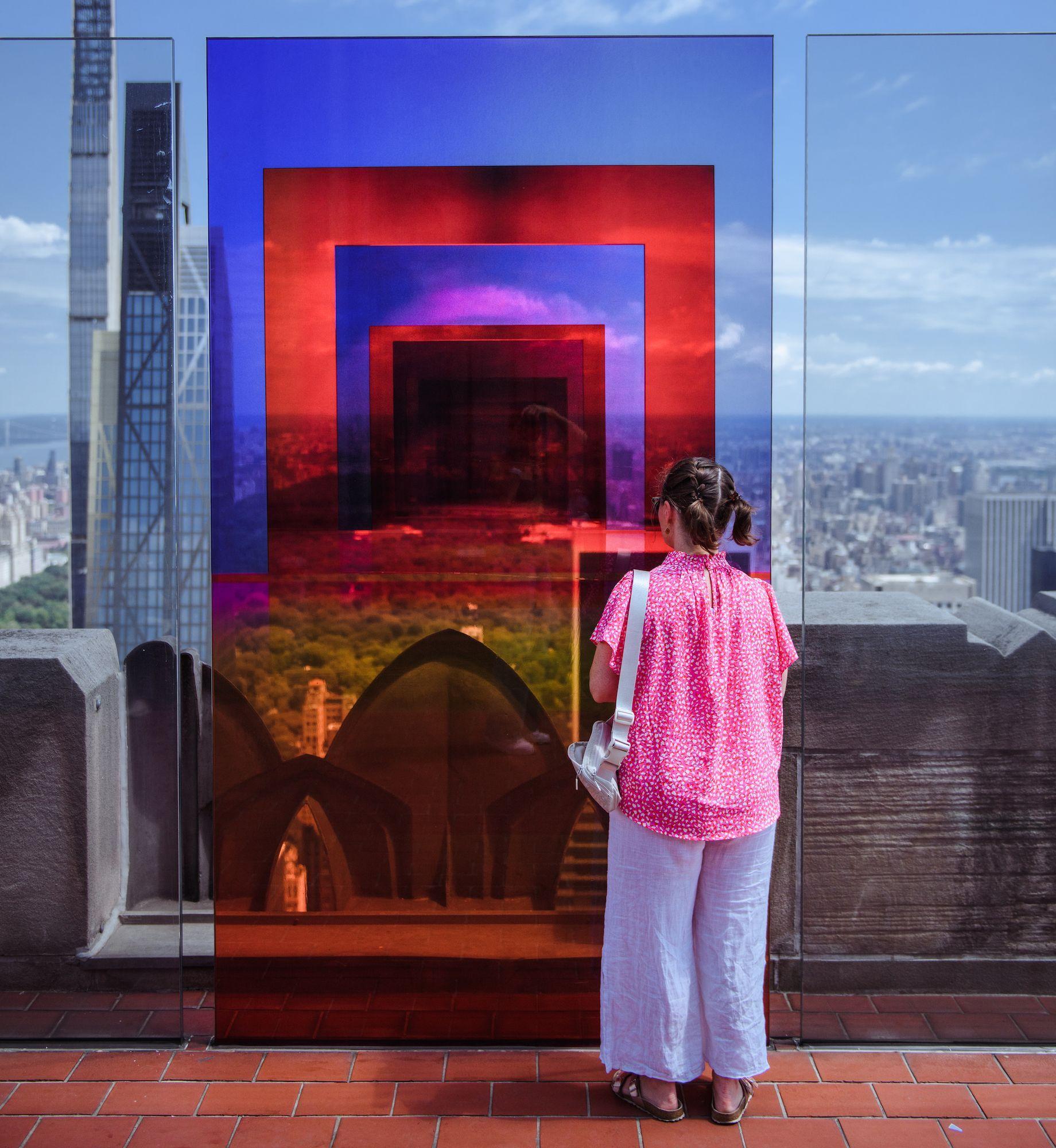 Artist Sarah Meyohas' interactive installation "Speculations" on display at Top of The Rock