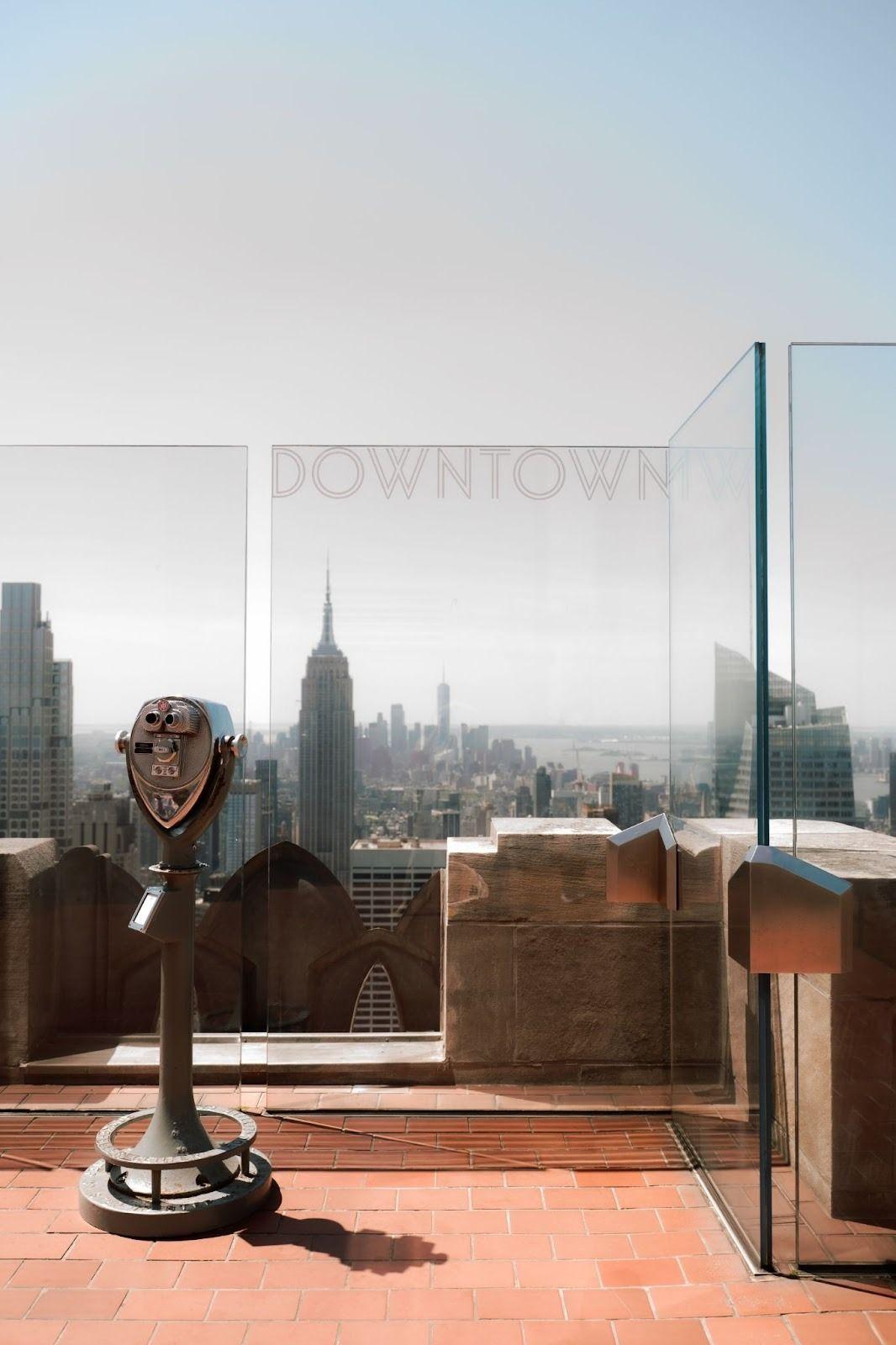 observation deck overlooking skyscrapers