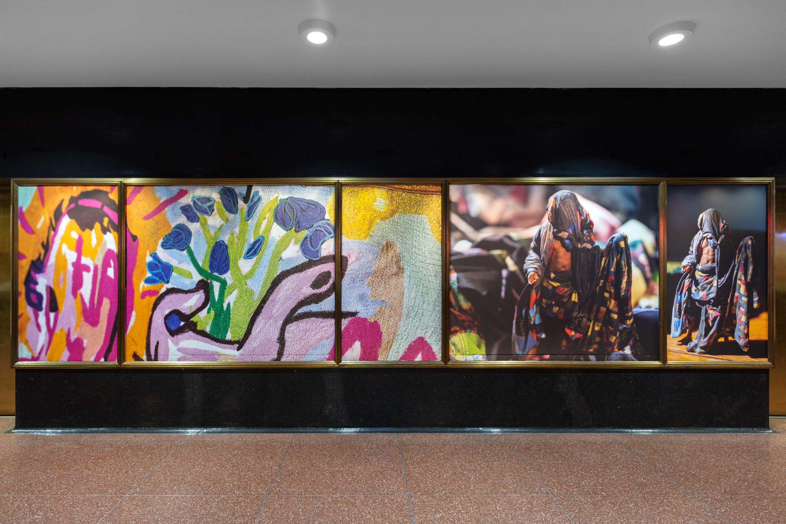 Artist Basil Kincaid's quilt-work art displayed at Rockefeller Center