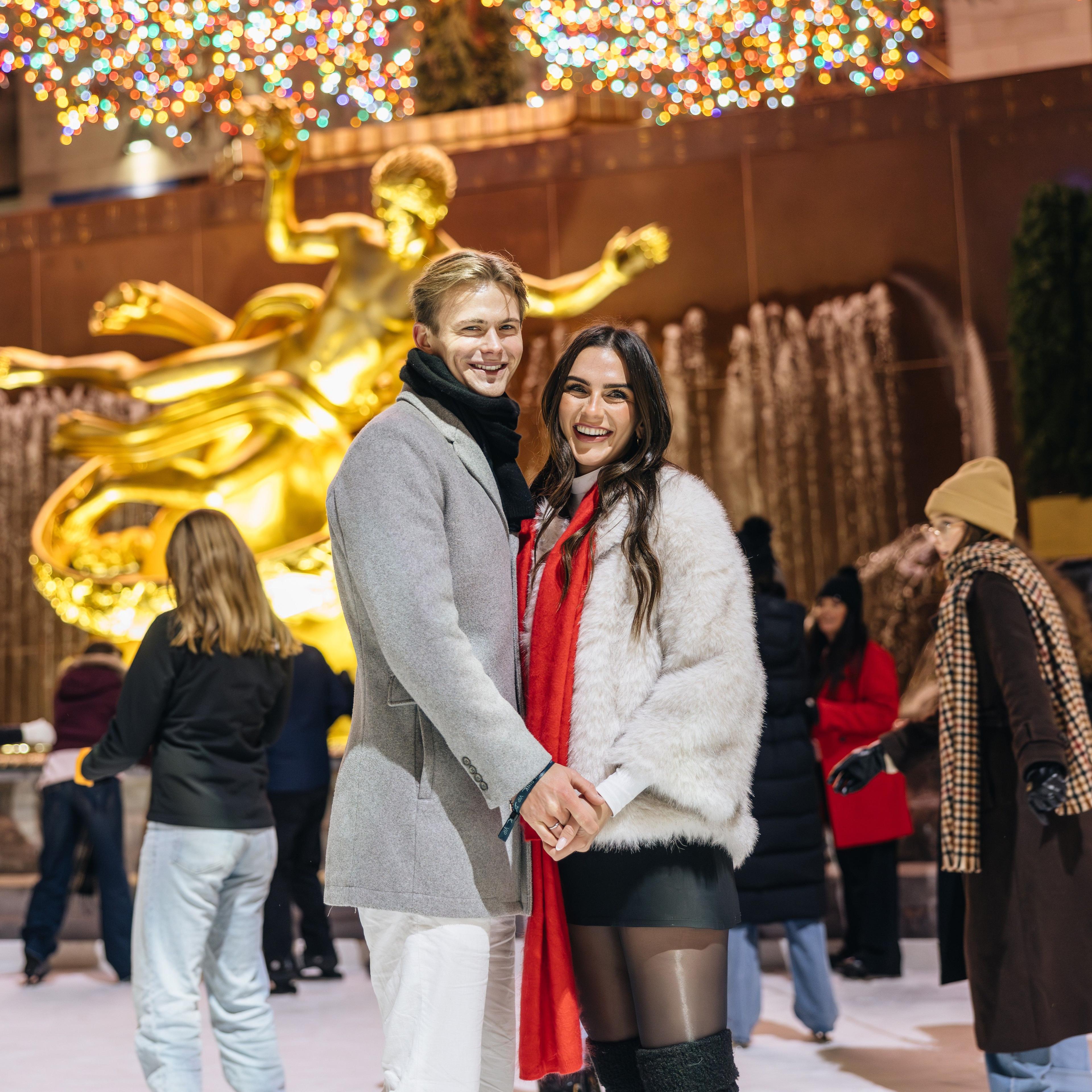 skaters on the rink at rockefeller center