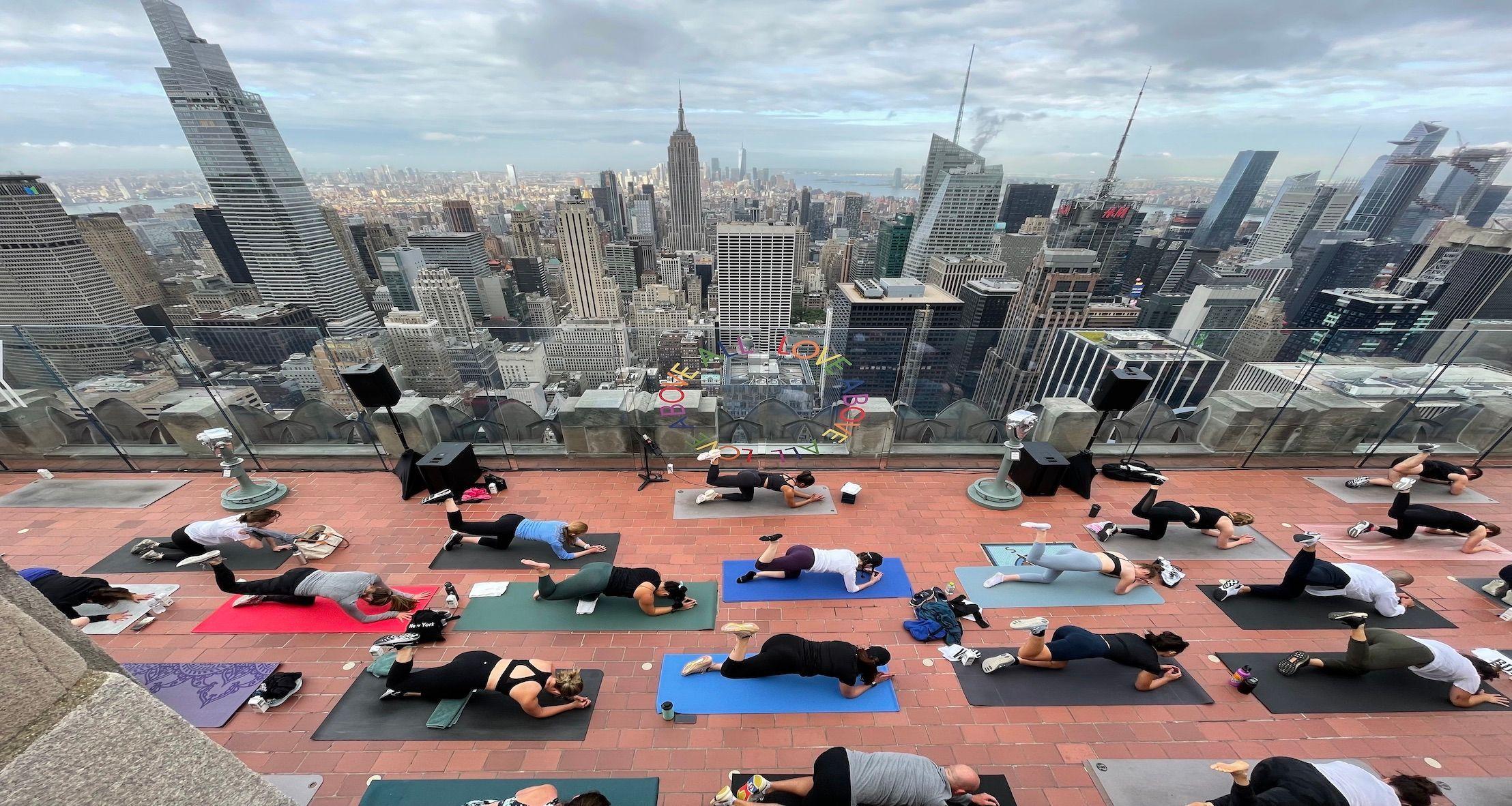 Participants taking The Class at Top of the Rock