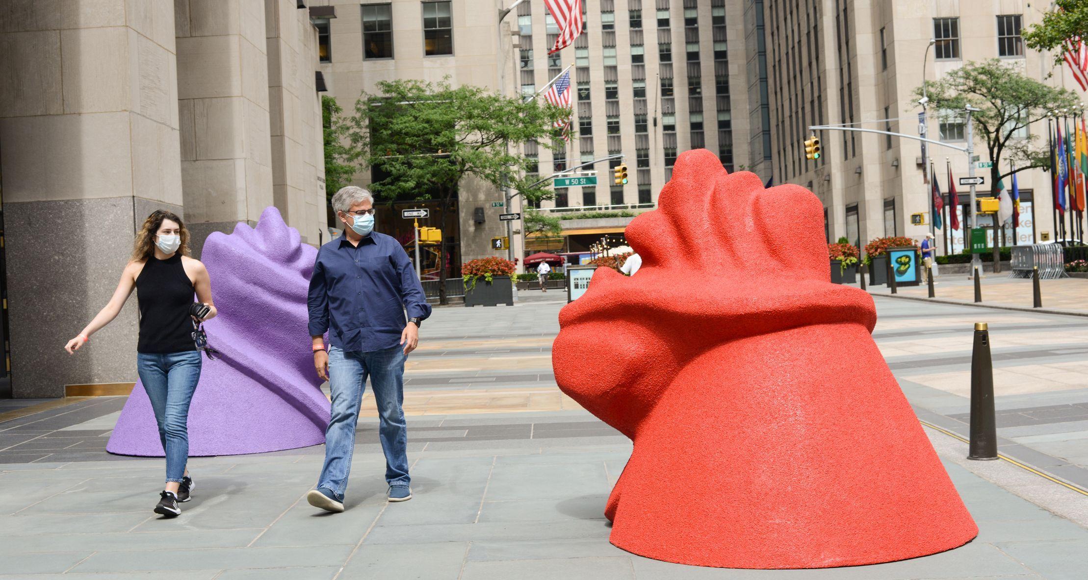 Lena Henke art installation on the Plaza