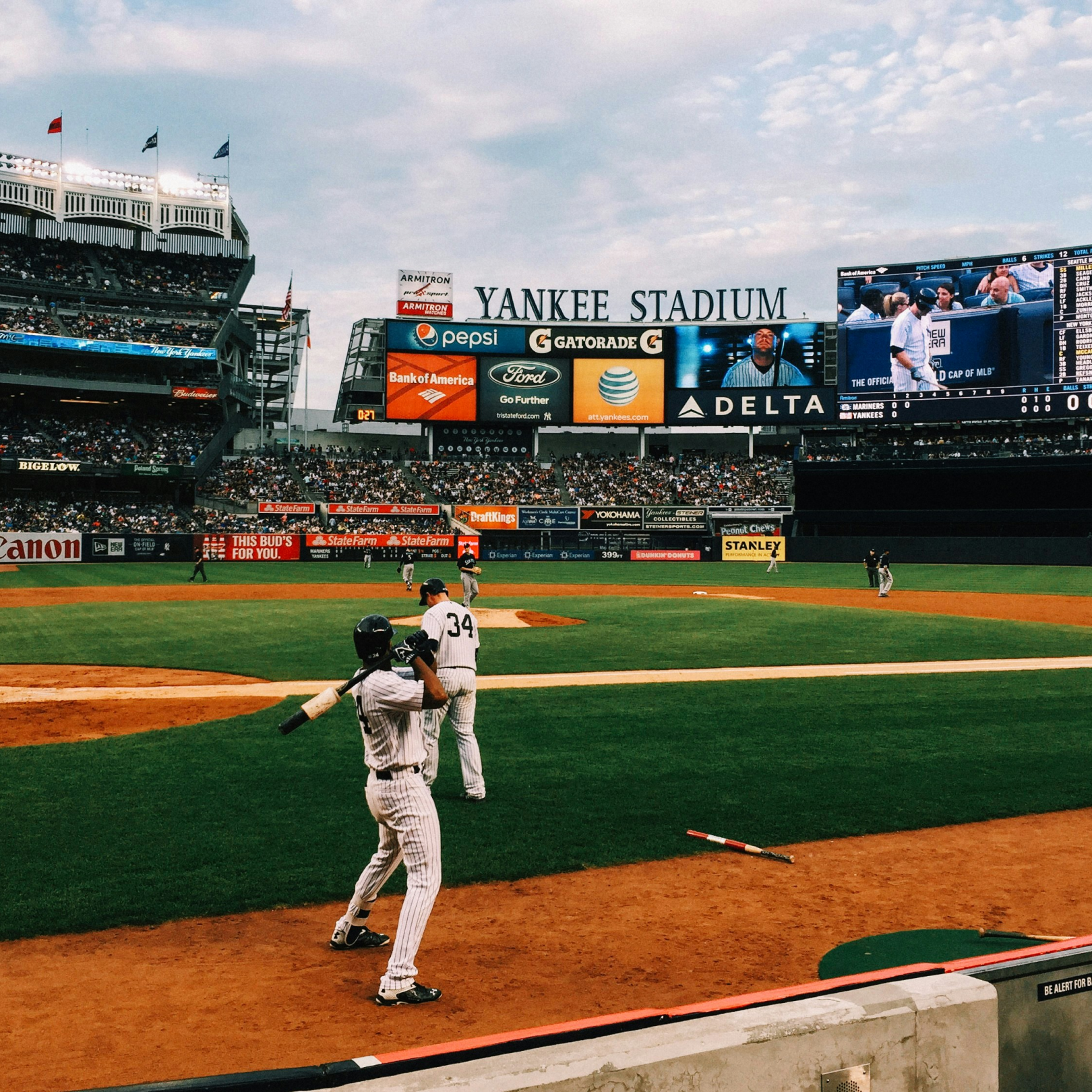 The New York Yankees playing at Yankee Stadium