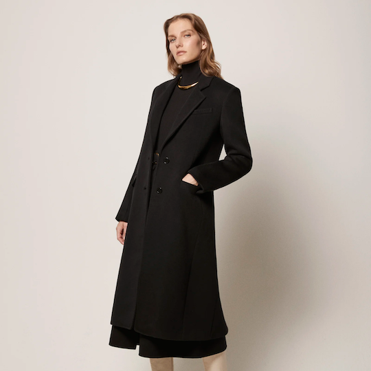 Model wearing the Tailored Coat from Another Tomorrow