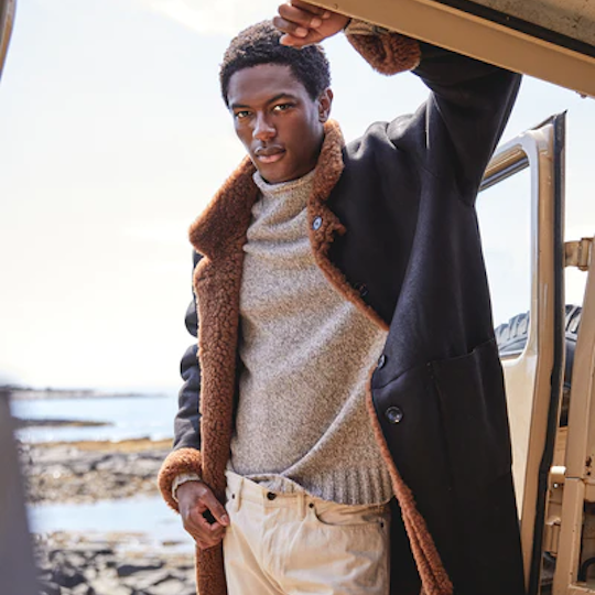Reversible Shearling Overcoat from Todd Snyder at Rockefeller Center