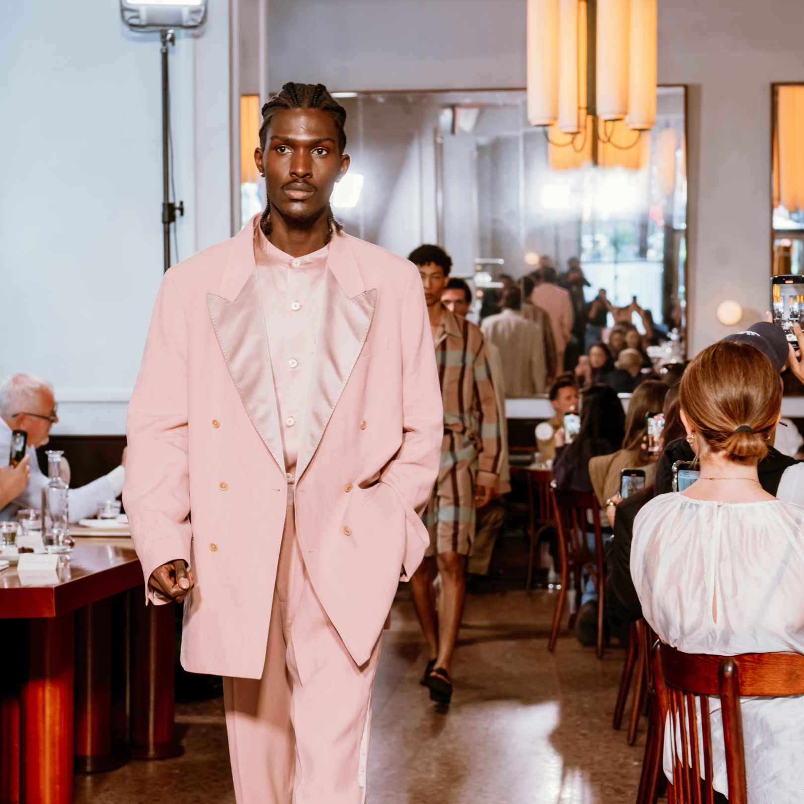 A model walking in the Todd Snyder fashion show at Le Rock