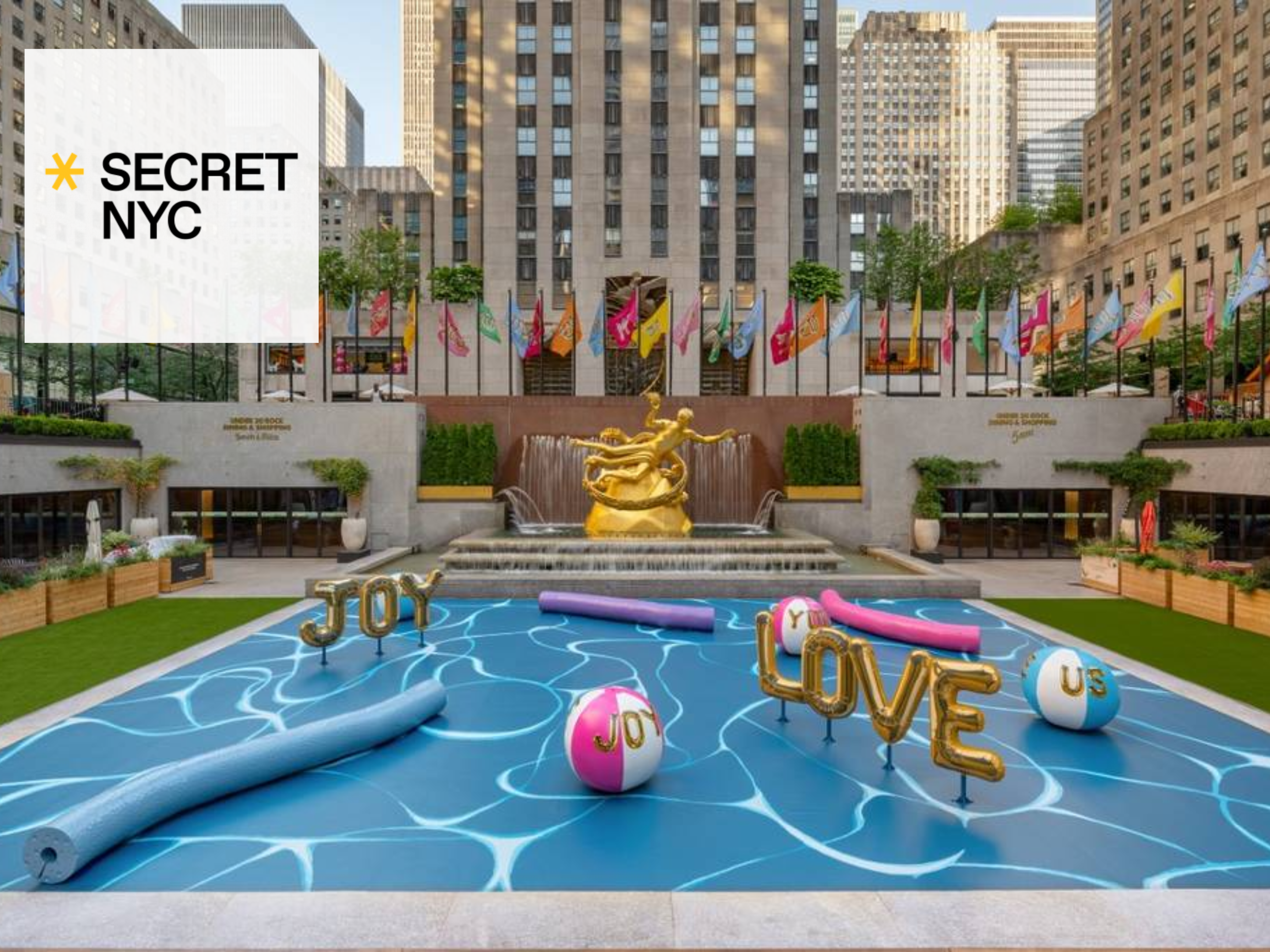 joel messler's pool party installation at rockefeller center