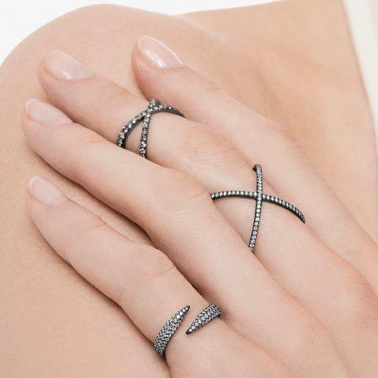 Blackened "X" Ring from Eva Fehren at Rockefeller Center