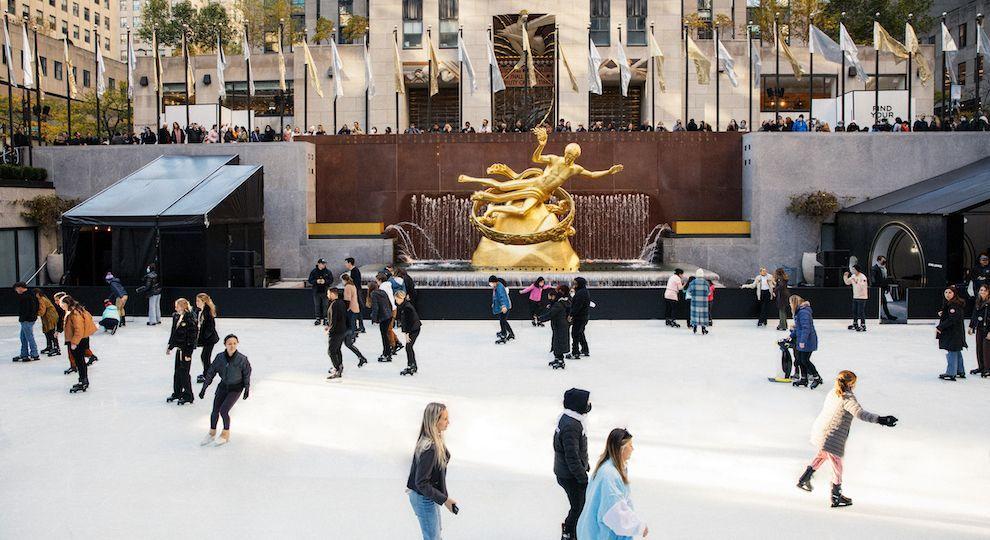 People skating on The Rink at Rockefeller Center