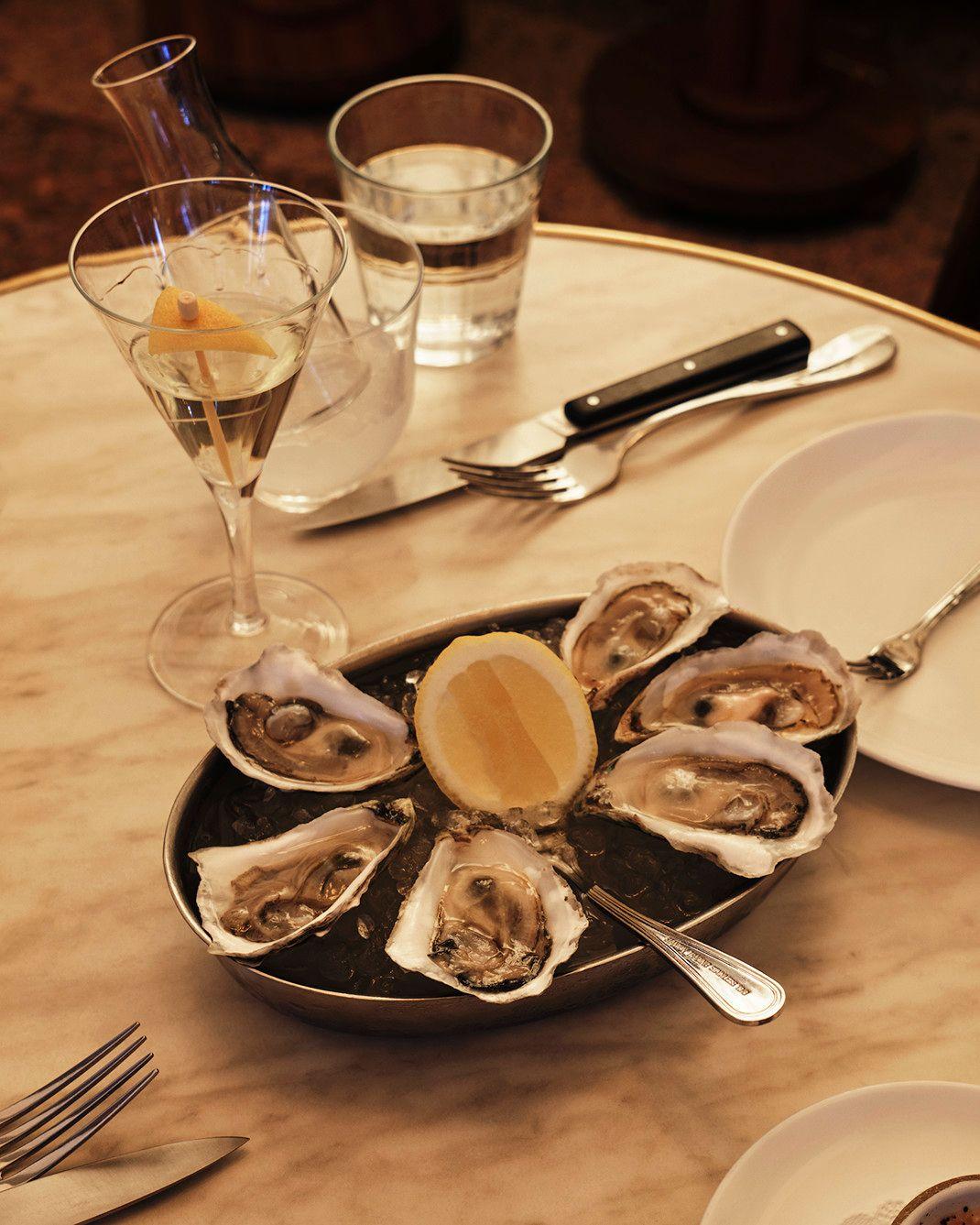 oysters and a martini