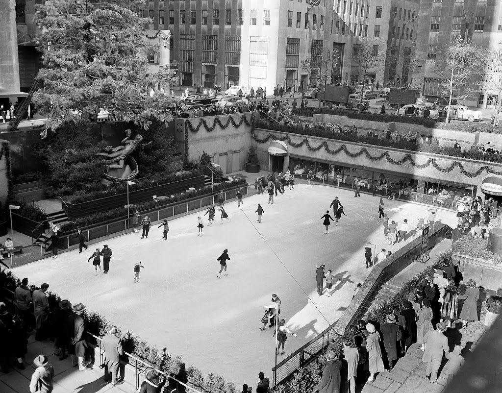 black and white view of the rink