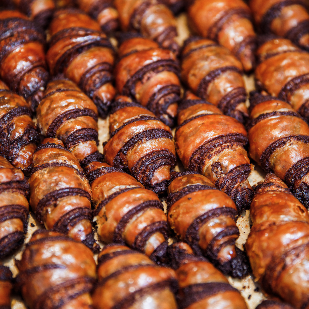 A tray of chocolate rugelach from Breads Bakery at Rockefeller Center