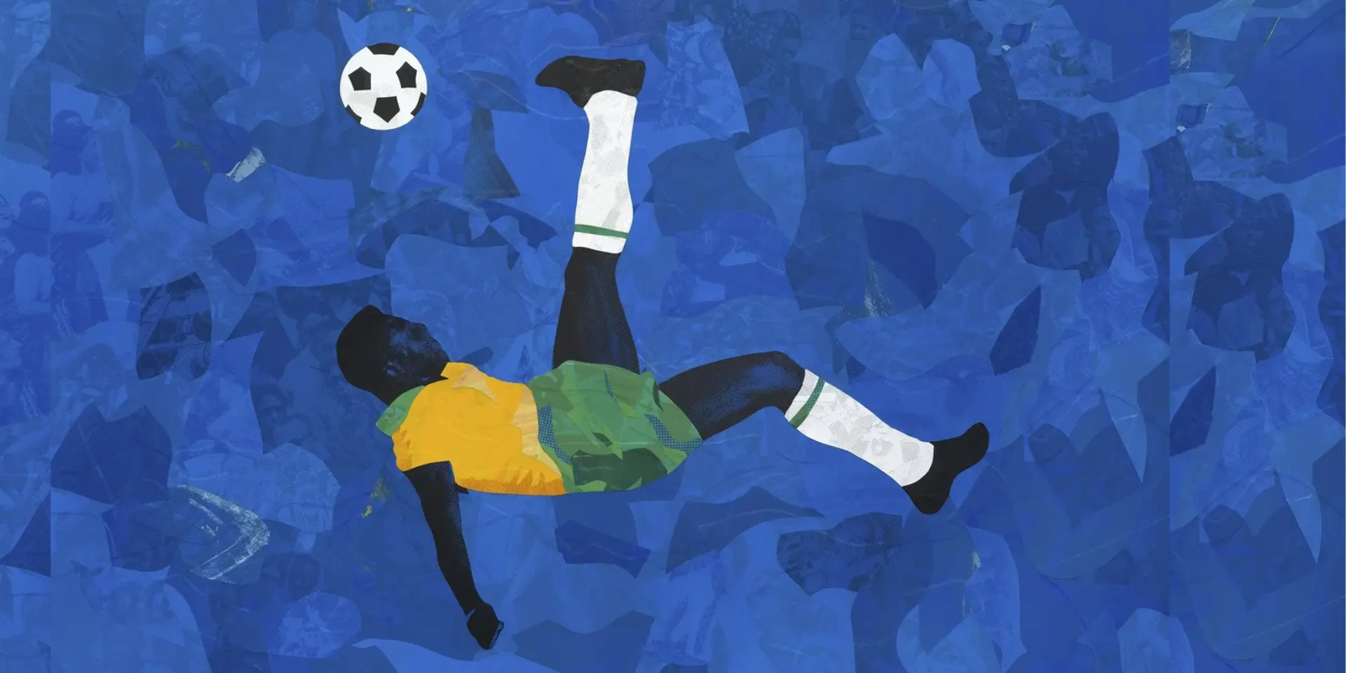 a man kicking a soccer ball into the air