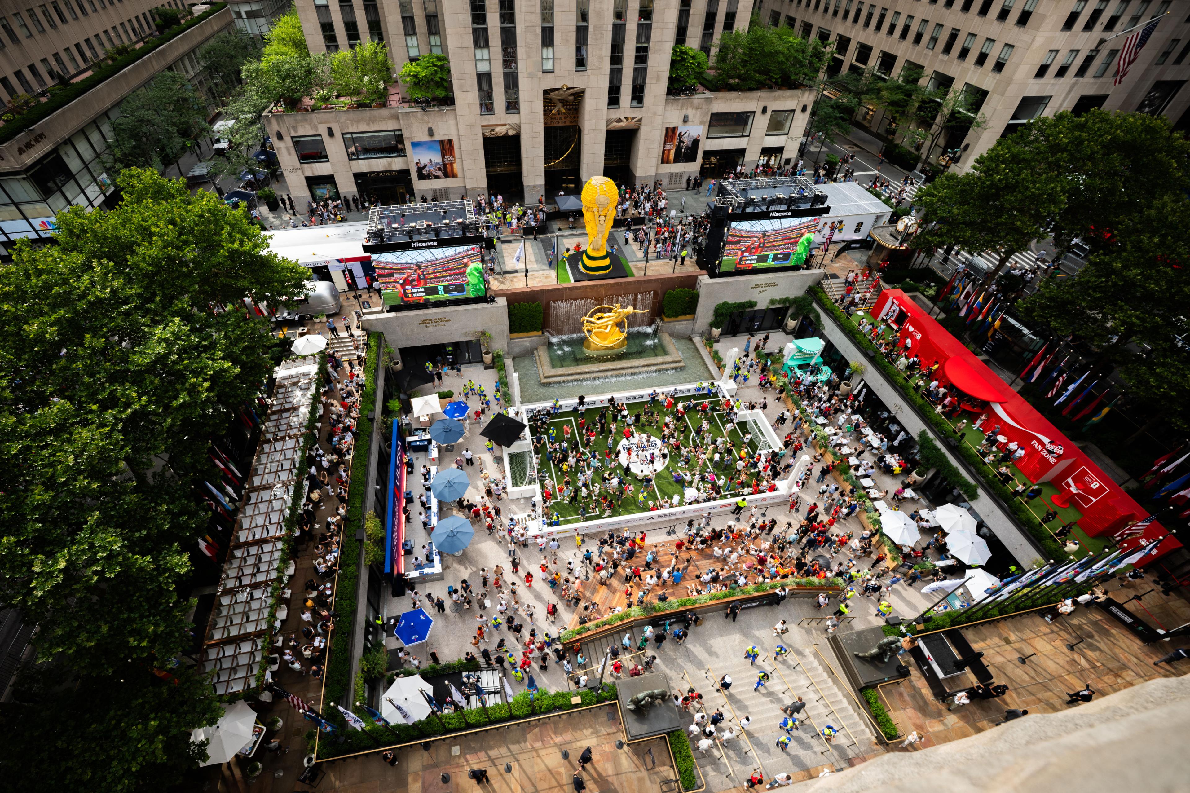 ariel view of the fan village