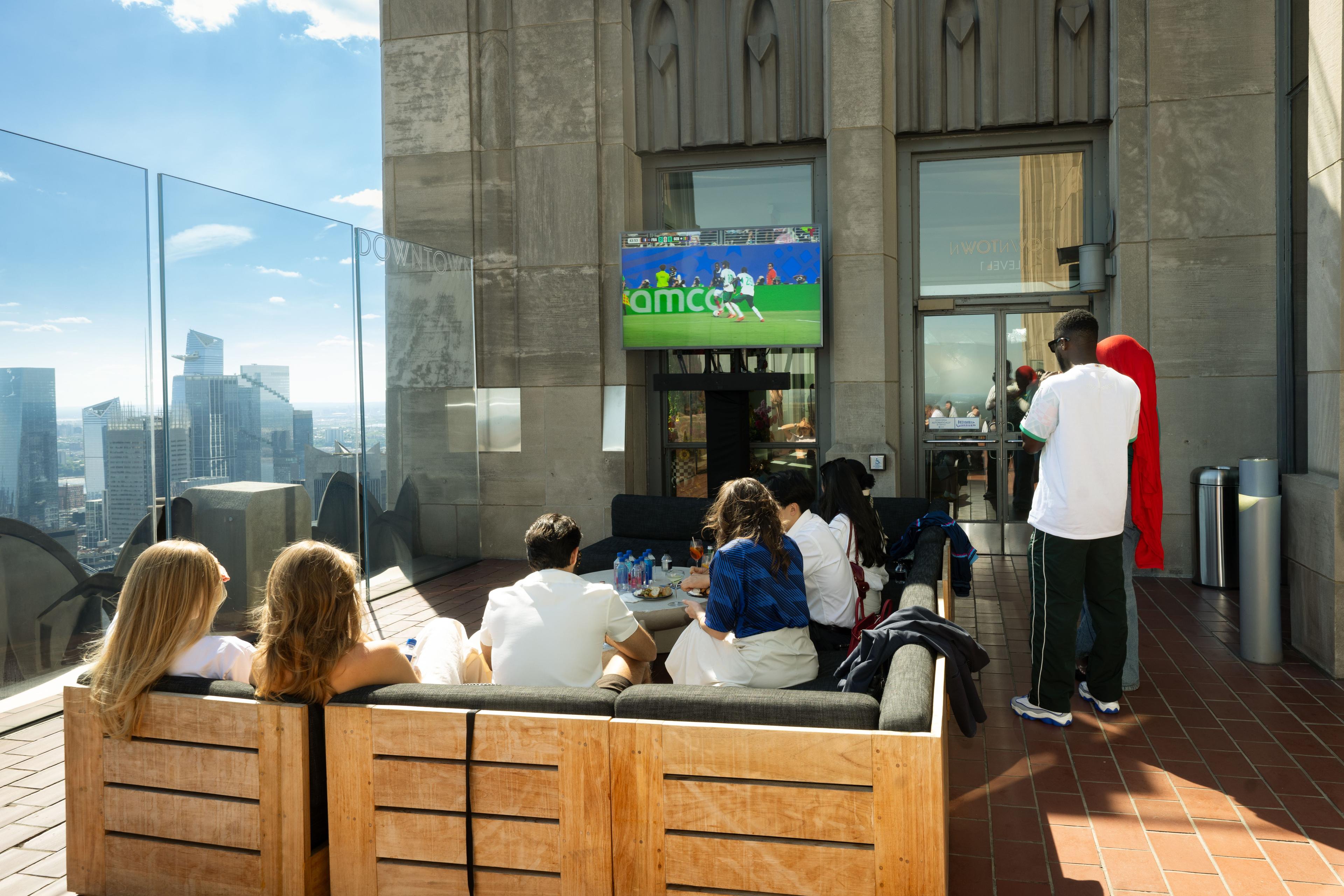 soccer game streaming at top of the rock