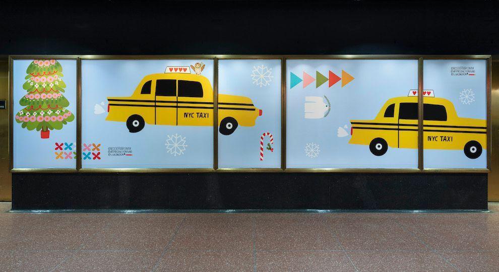 Holiday illustrations by Lisa Congdon on display at Rockefeller Center