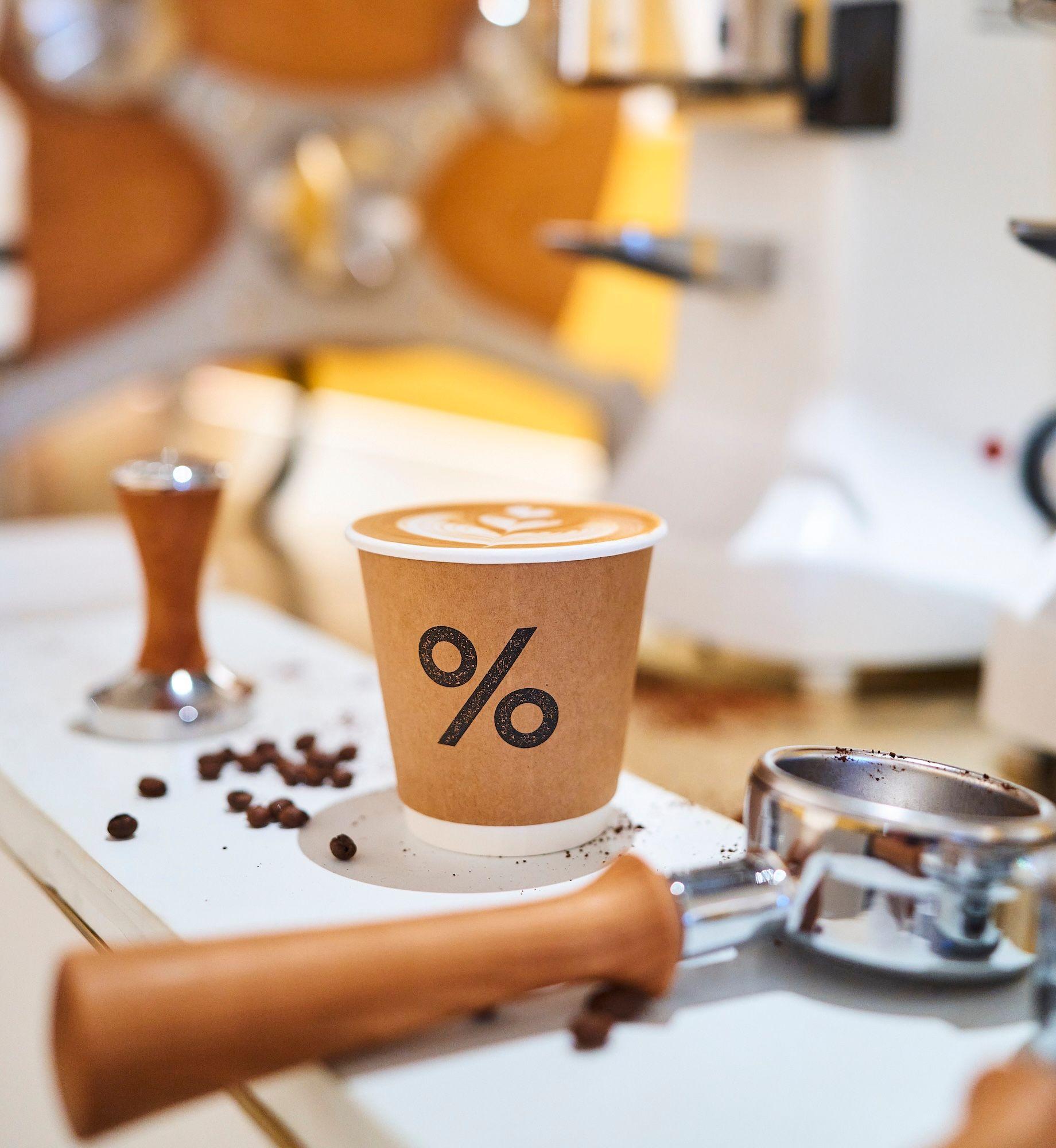 Cup of coffee at % Arabica at Rockefeller Center