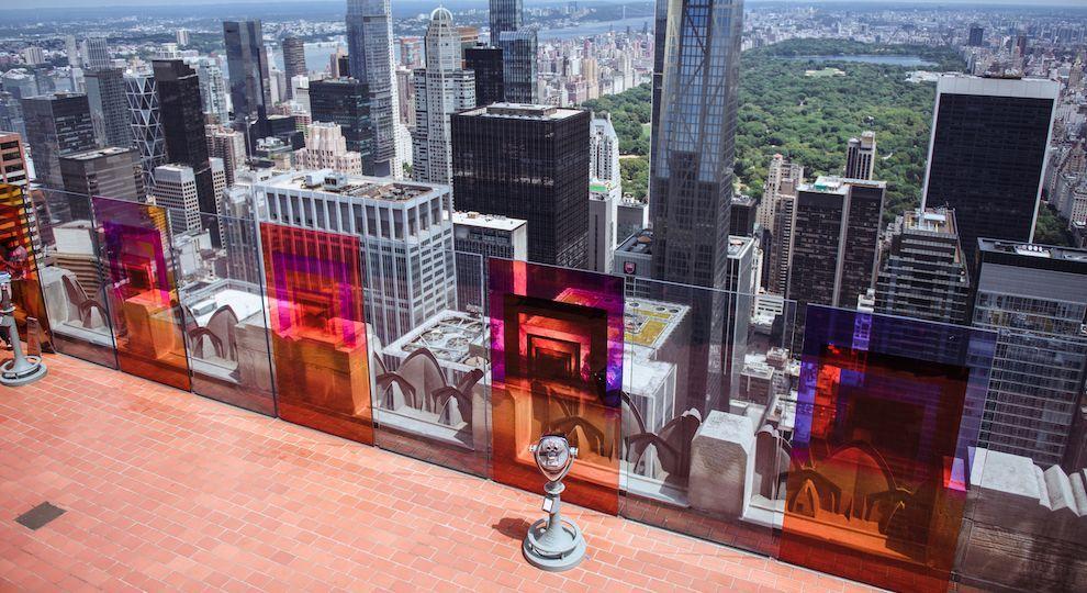 Artist Sarah Meyohas' interactive installation "Speculations" on display at Top of The Rock