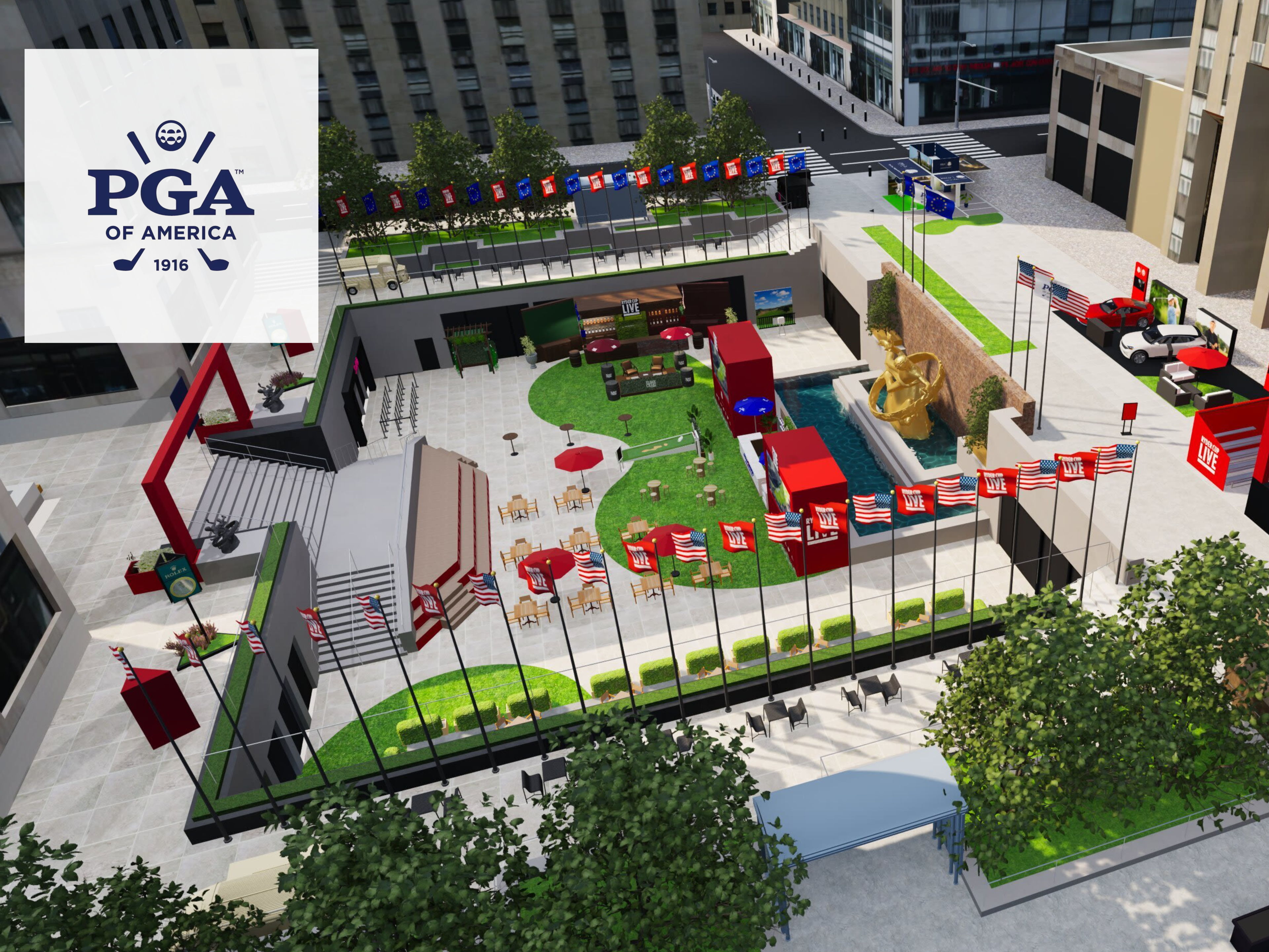ryder cup fan activation at rockefeller center