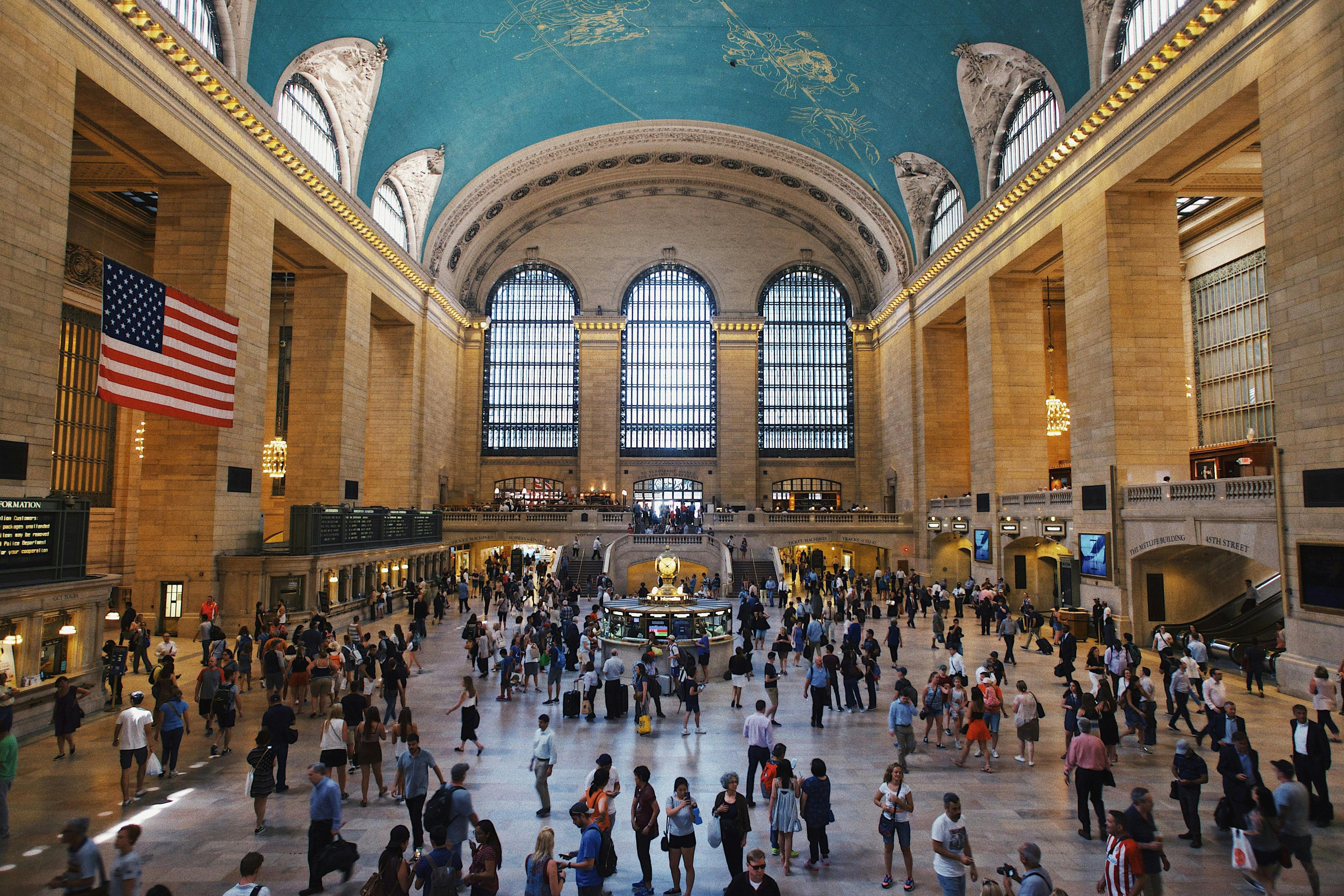 Grand Central Terminal interior view from balcony