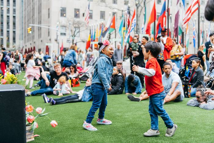 Children having fun at Rockefeller Center.