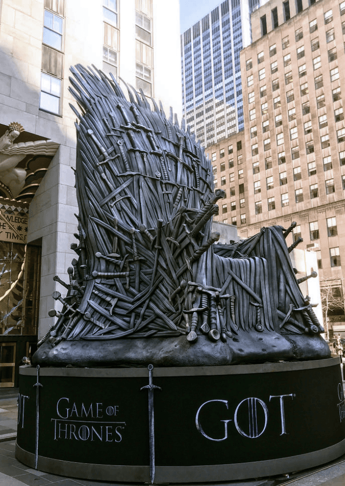 Iron Throne from Game of Thrones at Rockefeller Center Plaza.